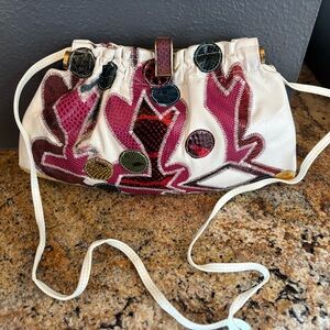 Vintage 70s Varon Patchwork Snakeskin & Leather Boho Shoulder Bag - Rare